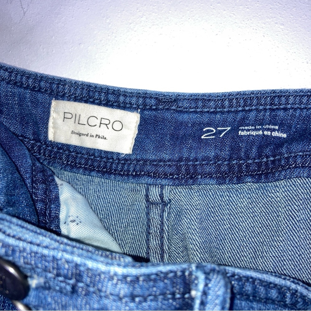 Pilcro Anthropologie Wide Leg Crop Culotte Jeans Sz 27  Denim High Rise Pockets - Picture 6 of 16